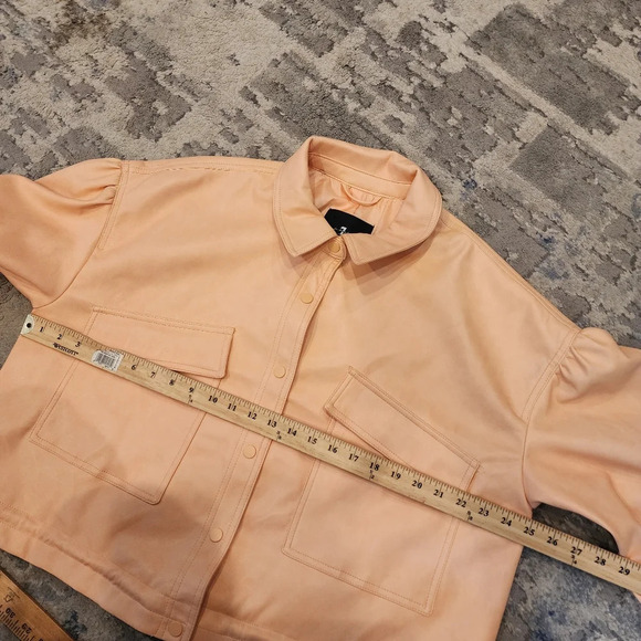 NWT 7 For All Mankind Vegan Leather Peach Jacket women's size large - Picture 6 of 17